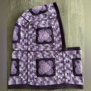 Cotton Handmade Crochet Flower Hood Cowl Balaclava
